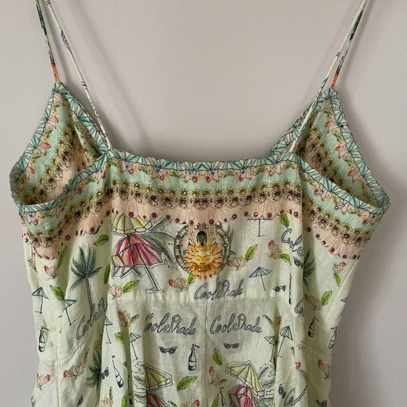 🌸HOST PICK🌸 CAMILLA Short Dress With Tie Front Sundowners M AU 12 Linen Summer - Picture 5 of 13